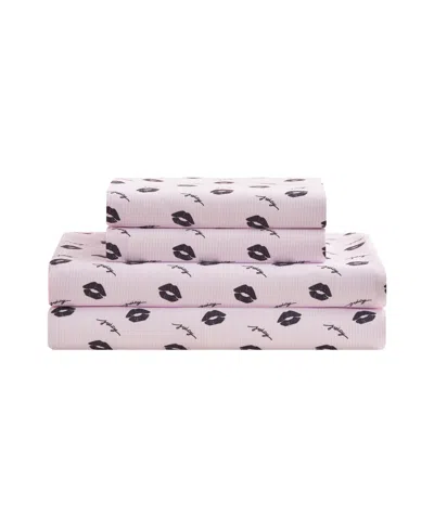 Juicy Couture Printed Microfiber 4-piece Sheet Set, King In Pink