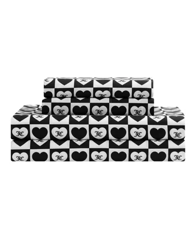 Juicy Couture Printed Microfiber 4-piece Sheet Set, Queen In Black