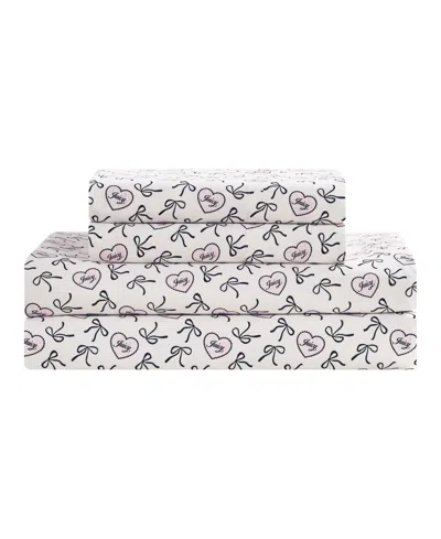 Juicy Couture Printed Microfiber 4-piece Sheet Set, Queen In Neutral