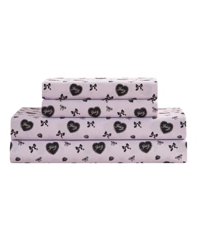 Juicy Couture Printed Microfiber 4-piece Sheet Set, Queen In Pink