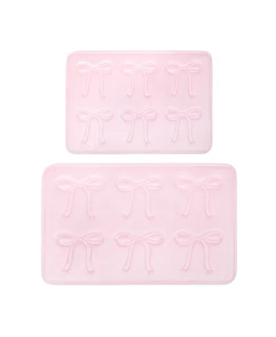 Juicy Couture Quilted Memory Foam Bath Mat 2-piece Set In Pink