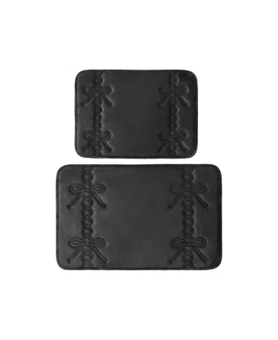 Juicy Couture Quilted Memory Foam Bath Mat 2-piece Set In Black