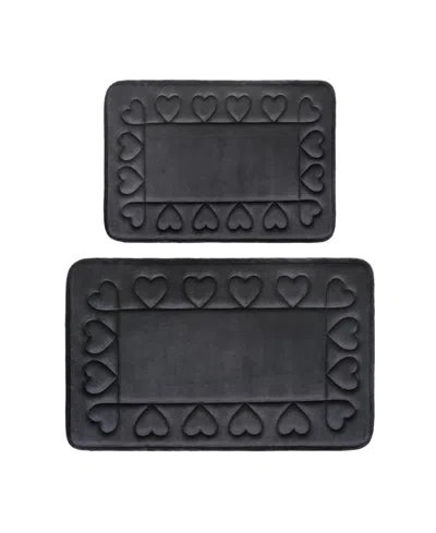 Juicy Couture Quilted Memory Foam Bath Mat 2-piece Set In Black