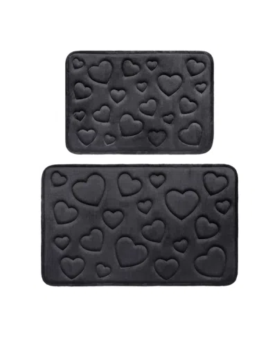 Juicy Couture Quilted Memory Foam Bath Mat 2-piece Set In Black