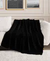 Juicy Couture Rabbit Mink Faux Fur Throw Blanket, 50" X 70" In Black