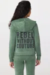 Juicy Couture Rebel Without Couture Heritage Cotton Velour Hoodie In Green