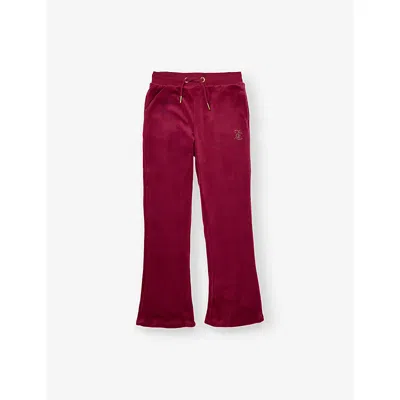 Juicy Couture Kids' Red Plum Diamante Straight-leg Stretch-woven Jogging Bottoms 7-16 In Burgundy