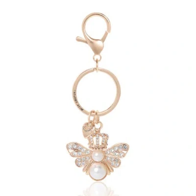 Juicy Couture Regal Bee Pearl Charm Keychain In Gold