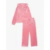 JUICY COUTURE REGULAR-FIT DIAMANTE-BRANDING STRETCH-VELOUR HOODY AND JOGGING BOTTOMS SET 7-16 YEARS MORNING GLORY