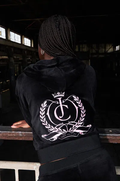 Juicy Couture Relaxed Velour Zip Hoodie In Black