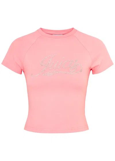 Juicy Couture Retro Logo-embellished Cotton T-shirt In Light Pink