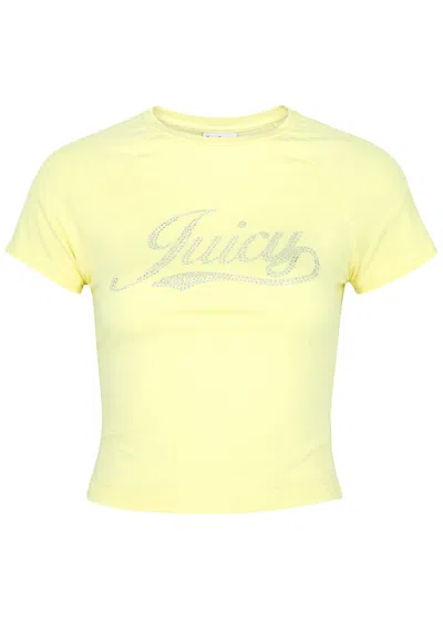 Juicy Couture Retro Logo-embellished Cotton T-shirt In Yellow