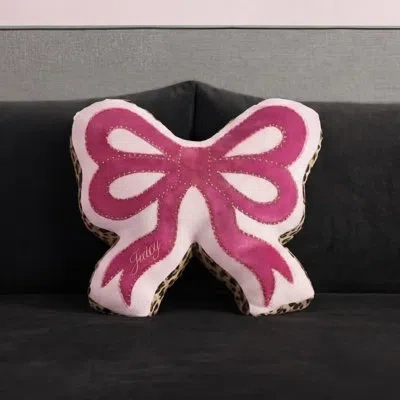 Juicy Couture Reversible Bow-shaped 18" X 18" Decorative Pillow In Hot Pink