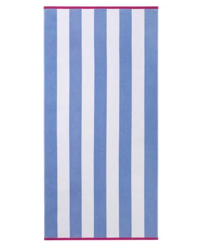 Juicy Couture Reversible Cabana Cotton Beach Towel, 36" X 72" In Blue,hot Pink,white