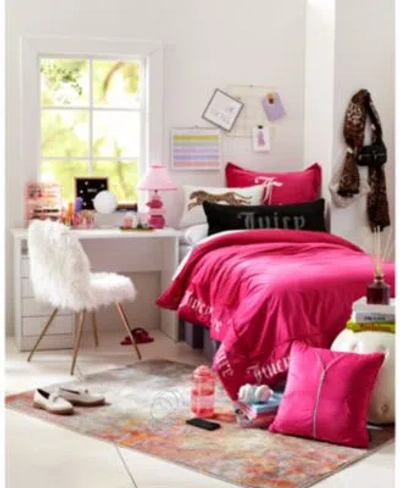 Juicy Couture Reversible Velvet Comforter Sets In Hot Pink