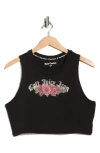 Juicy Couture Rhinestone Embellished Graphic Crop Tank Top In Black