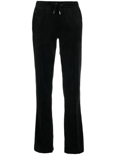 Juicy Couture Rhinestone-embellished Velvet Track Pants In Schwarz