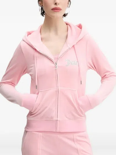 Juicy Couture Rhinestone-embellished Zip-up Hoodie In Pink