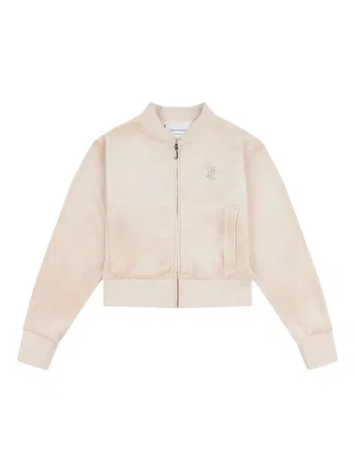 Juicy Couture Kids' Rhinestone-embellished Zip-up Sweatshirt In Neutral