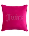 Juicy Couture Rhinestone Logo Decorative Pillow, 20" X 20" In Hot Pink