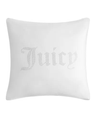 Juicy Couture Rhinestone Logo Decorative Pillow, 20" X 20" In White