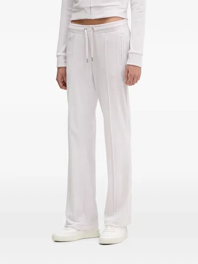 Juicy Couture Rhinestone-embellished Velour Track Pants In White