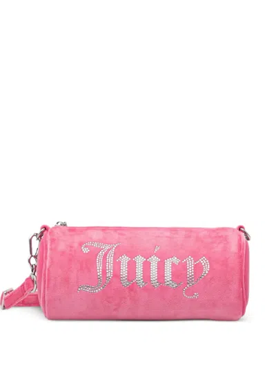 Juicy Couture Rhinestone-logo Barrel Shoulder Bag In Pink