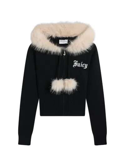 Juicy Couture Rhinestone-logo Hoodie In Black