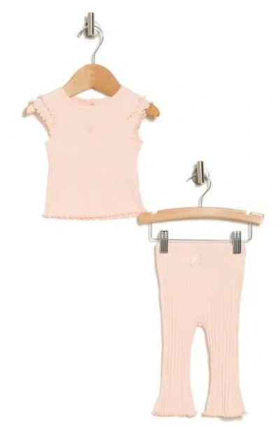 Juicy Couture Ribbed T-shirt & Flare Leggings Set In Pink