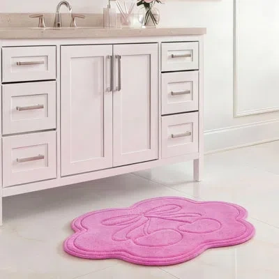 Juicy Couture Ribbon Border Memory Foam 1-piece Bath Mat In Pink