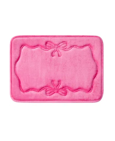 Juicy Couture Ribbon Border Quilted Memory Foam Bath Mat, 17" X 24" In Pink
