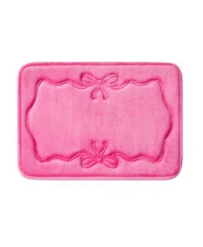 Juicy Couture Ribbon Border Quilted Memory Foam Bath Mat In Pink