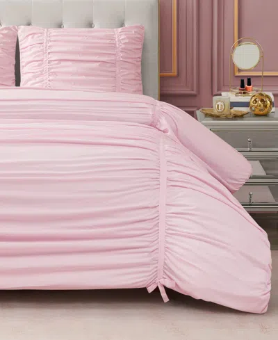 Juicy Couture Ribbon Ruched 3-pc. Comforter Set, Full/queen In Pink
