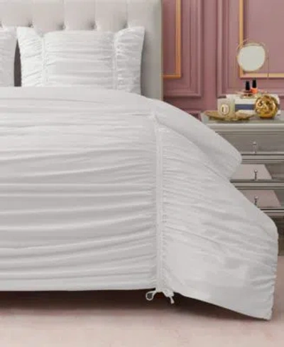 Juicy Couture Ribbon Ruched Comforter Set In White