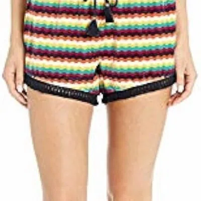 Juicy Couture Ric Rac Striped Cotton Velour Shorts In Multi In Yellow