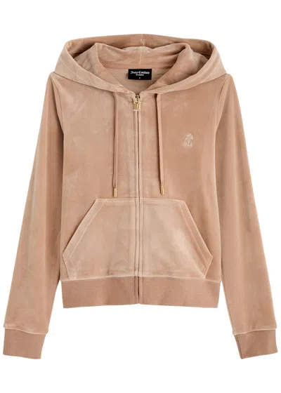 Juicy Couture Robertson Hooded Velour Sweatshirt In Caramel