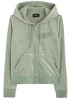 Juicy Couture Robertson Hooded Velour Sweatshirt In Green