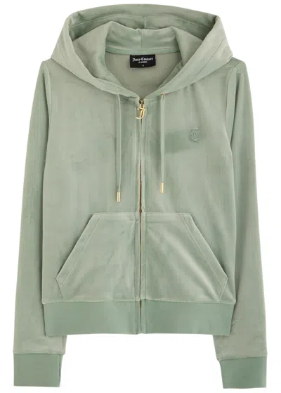 Juicy Couture Robertson Hooded Velour Sweatshirt In Green
