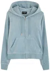 Juicy Couture Robertson Hooded Velour Sweatshirt In Light Blue