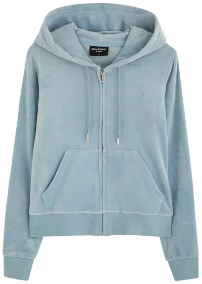 Juicy Couture Robertson Hooded Velour Sweatshirt In Light Blue