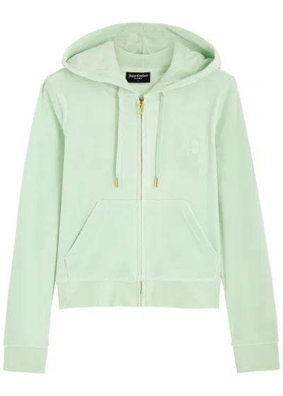 Juicy Couture Robertson Hooded Velour Sweatshirt In Light Green