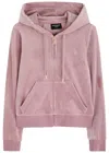 Juicy Couture Robertson Hooded Velour Sweatshirt In Light Pink