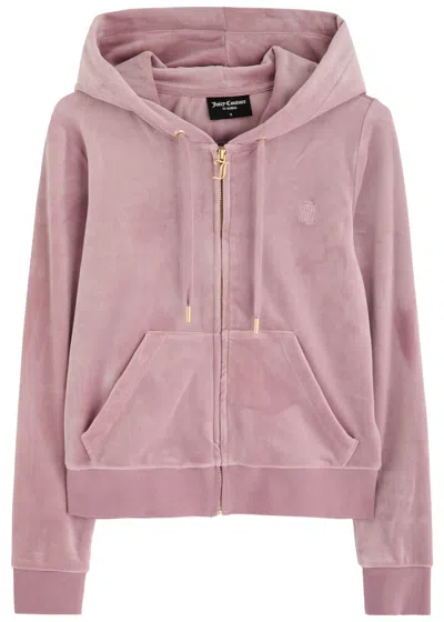Juicy Couture Robertson Hooded Velour Sweatshirt In Light Pink