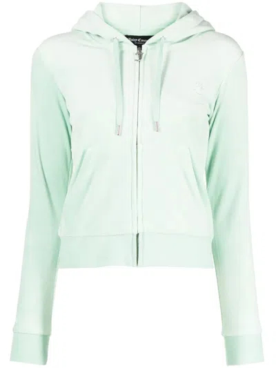 Juicy Couture Womens Grayed Jade Robertson Logo-embroidered Velour Hoody
