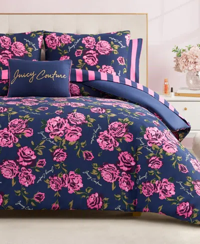 Juicy Couture Rose 8-pc. Comforter Set, Queen In Navy,pink
