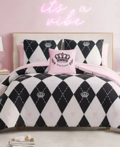 Juicy Couture Royal Argyle Reversible Comforter Sets In Black
