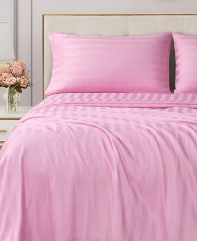 Juicy Couture Royal Dreams Damask Stripe 300-thread Count Sateen Cotton 4-pc. Sheet Set, King In Pink
