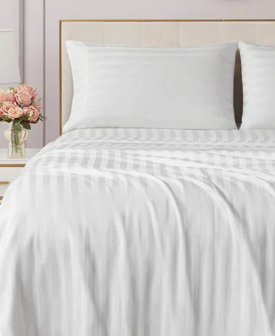 Juicy Couture Royal Dreams Damask Stripe 300-thread Count Sateen Cotton 4-pc. Sheet Set, Queen In Brilliant White