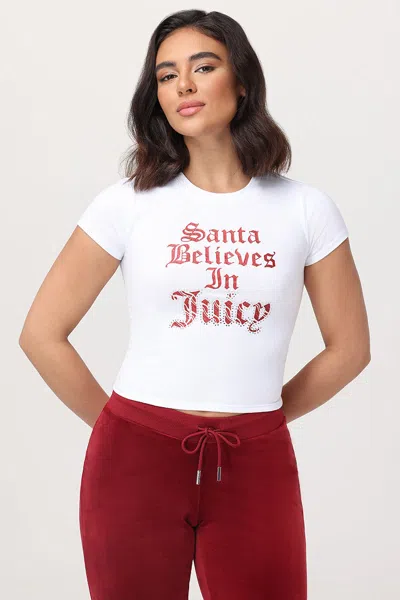 Juicy Couture Santa Believes In Juicy Baby Tee In White