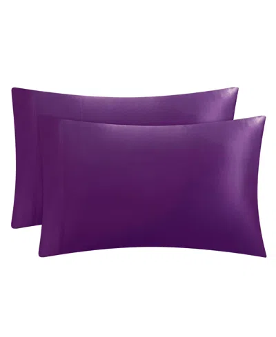 Juicy Couture Satin 2 Piece Pillow Case Set, Queen In Purple